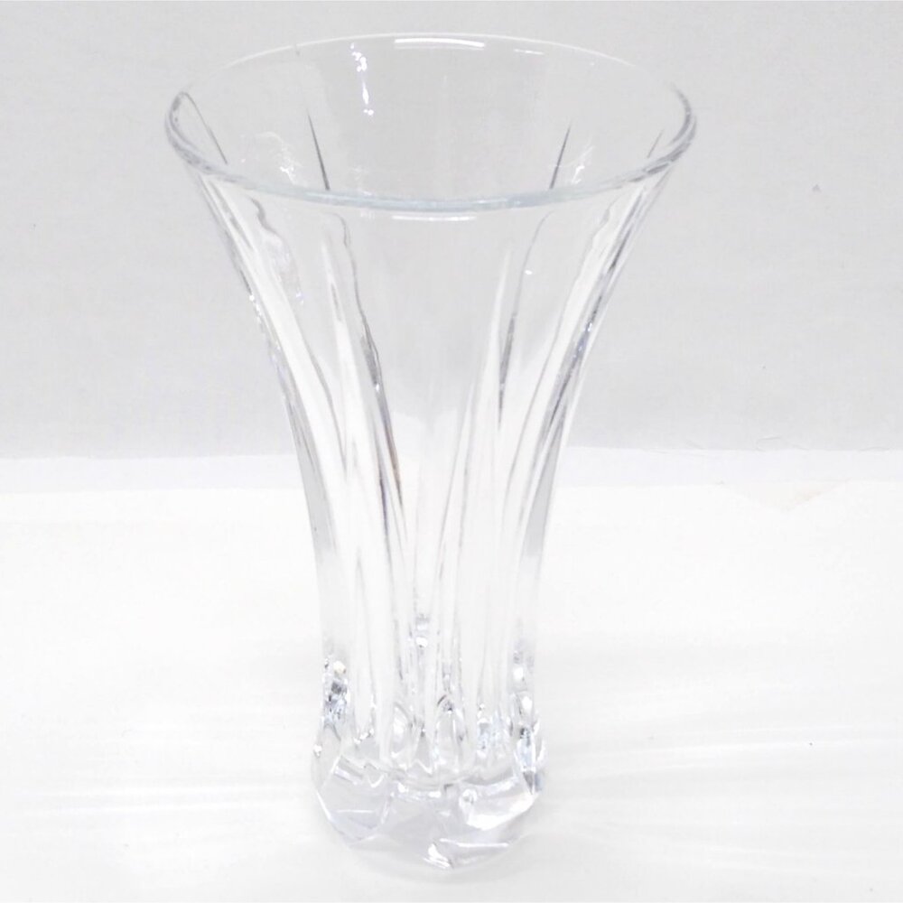 DePlomb Lead Crystal Vase Flared Shape Vertical Cut Design Elegant Craftsmanship